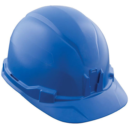 Klein Tools 60248 Hard Hat, Non-Vented Cap Style, Padded, Self-Wicking Odor-Resistant Sweatband, Tested up to 20kV, Blue