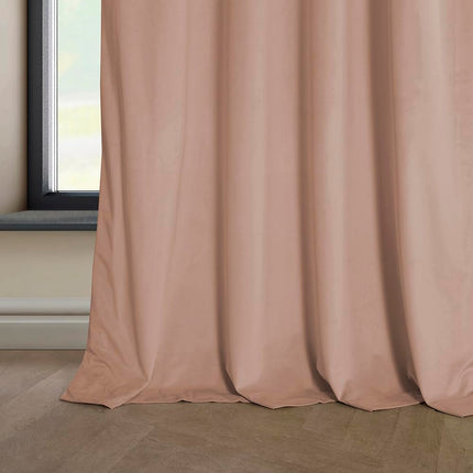 HPD Half Price Drapes Heritage Plush Velvet Curtains 84 Inches Long Room Darkening Curtains for Bedroom & Living Room 50W x 84L, (1 Panel), Peach Blossom