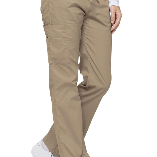 Dickies Women's EDS Signature Scrubs Missy Fit Drawstring Cargo Pant, Khaki, Medium