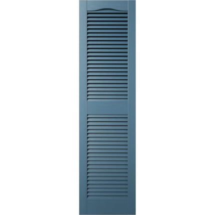 Ekena Millwork Lifetime Vinyl LL1S12X02500CB Cathedral Design Folding Shutters Open Slats Mounting Hardware Matching Screws (Pair) - Classic Blue - 12" W x 25" H