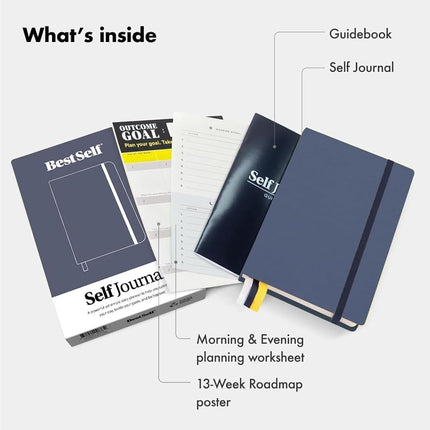 Self Journal by BestSelf — Undated 13-Week Planning, Productivity and Positivity System for Max Achievement and Goal Success — Track Gratitude, Habits and Goals Daily and Weekly (Navy)