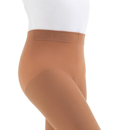 Capezio girls Ultra Soft Self Knit Waistband Stirrup Tight, Dark Suntan, One Size