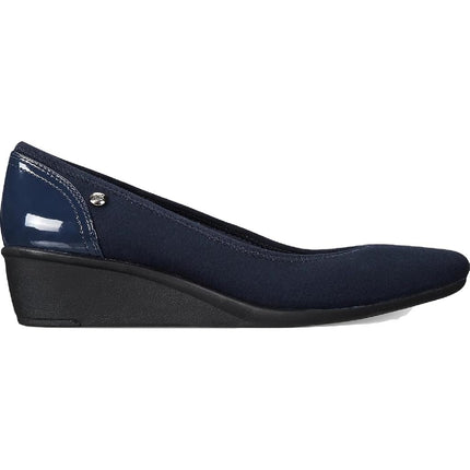 Anne Klein Women's WISHER2 Wedge, Navy Multi Fabric, 6 M US