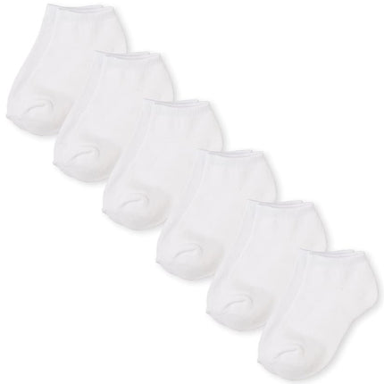 The Children's Place Big Boys' Ankle Socks (Pack of 6), White 9997, M 1-2