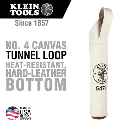 Klein Tools 5471 Canvas Bag, Electrode Bag with Hard Leather Bottom and Web Belt Loop, 2.5-Inch Diameter