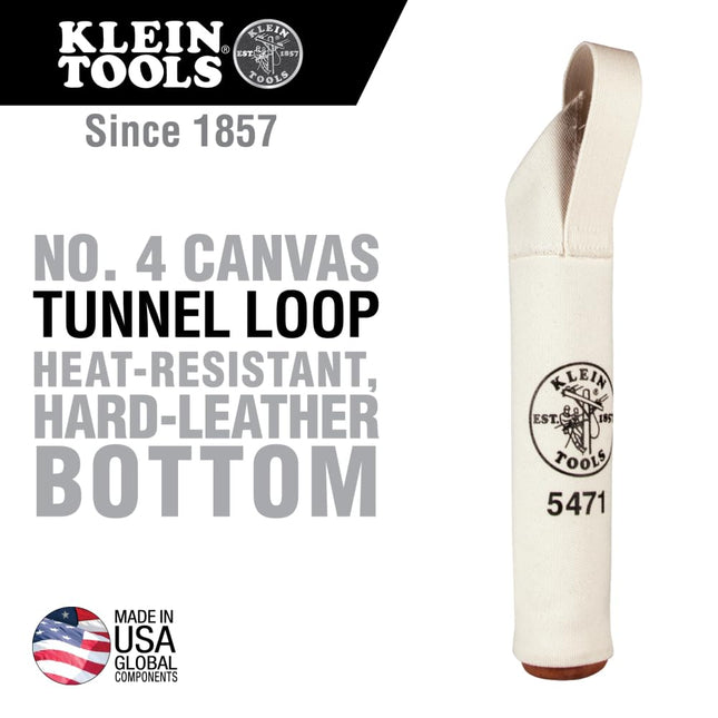 Klein Tools 5471 Canvas Bag, Electrode Bag with Hard Leather Bottom and Web Belt Loop, 2.5-Inch Diameter