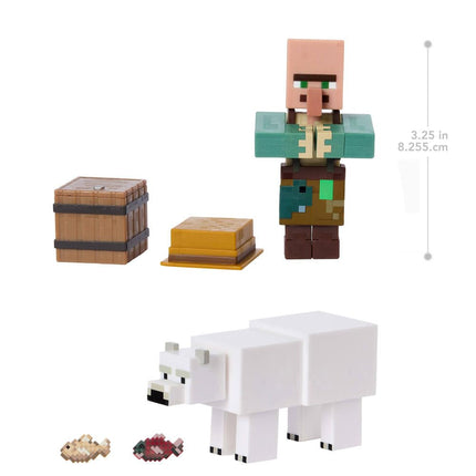 Mattel Minecraft Figuras de Acción y Accesorios Paquetes de 2, Escala de 3.25 Pulgadas con Diseño Pixelado, Set de Juguetes Coleccionables (Los Personajes Pueden Variar)