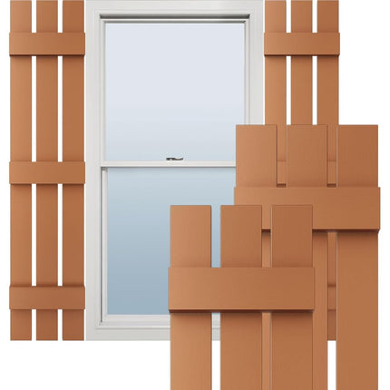 12"W x 59"H Lifetime Vinyl, Standard Three Board Spaced, Board-n-Batten Shutters, w/Installation Shutter-Lok's & Matching Screws (Per Pair), Treated Cedar