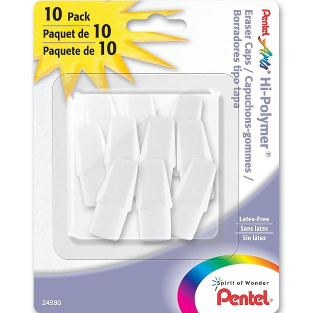 Pentel Arts Hi-Polymer White Cap Erasers (ZEH02PABP10)