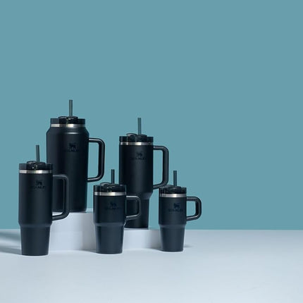 STANLEY Vaso térmico con aislamiento al vacío de acero inoxidable Quencher H2.0 FlowState con tapa y pajita para agua, té helado o café, batidos y más, negro 2.0, 30 oz