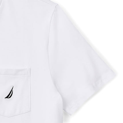 Nautica Men's Solid Crew Neck Short-Sleeve Pocket T-Shirt, Bright White, Large Tall
