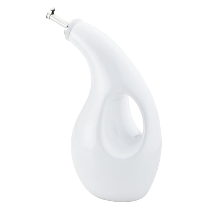 Rachael Ray Ceramic EVOO Oil and Vinegar Dispensing Bottle with Spout, 24 Ounce, White