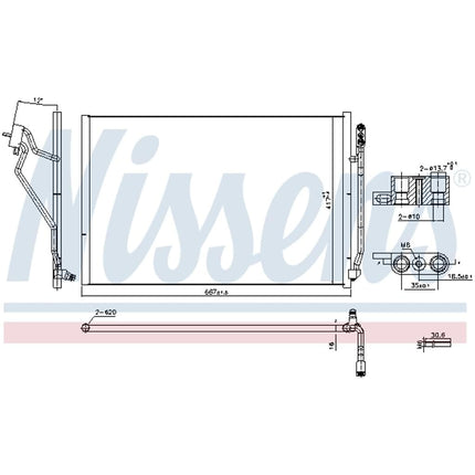 Nissens Air Conditioning Condenser/Receiver Drier Assembly - 941245