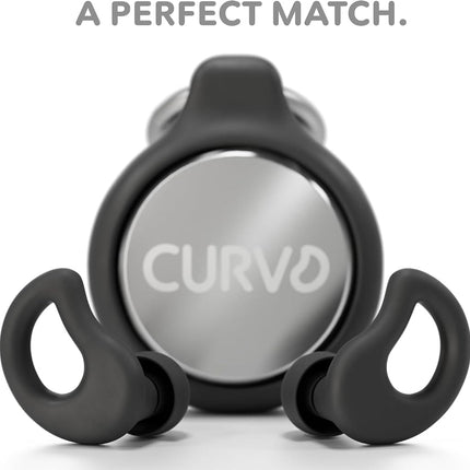 CURVD Everyday Earplugs + Case Clip Bundle, The Perfect earplug for Sleep, Travel, Noise Sensitivity/canceling + Case Clip Package Portable Waterproof Container & Silicone Sleeve for Ear Plugs(Black)