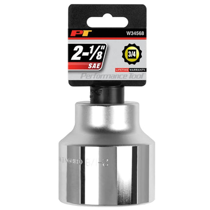 Performance Tool W34568 3/4-Inch Drive 12-Point SAE Standard Socket, 2-1/8-Inch