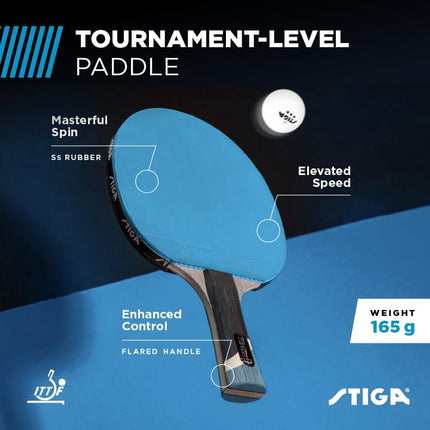 STIGA Pro Carbon Performance Ping Pong Paddle | 7-ply Extra Light Carbon Fiber Blade | 2mm Premium Sponge | Concave Pro Handle for Exceptional Grip