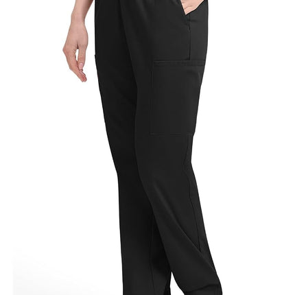 Dickies EDS Signature Women Scrubs Pant Natural Rise Tapered Leg Pull-on 86106, Black, XXS