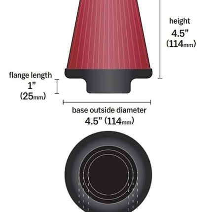 K&N RG-1003RD-L Universal Chrome Filter for Cars and Motorcycles Red