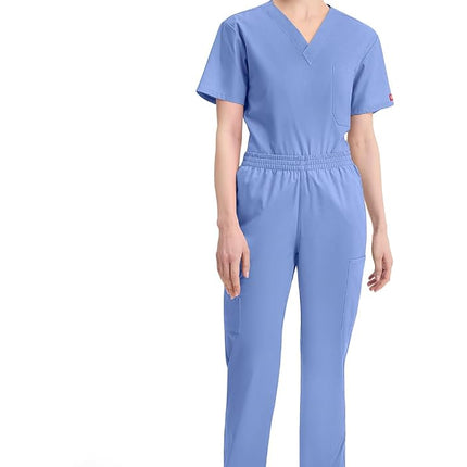 Dickies EDS Signature Scrubs for Women, Elastic Waist Pull-On Cargo Pants for Women in Soft Brushed Poplin 86106, Ceil Blue, M