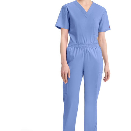 Dickies Women's Signature Elastic Waist Scrubs Pant Medical, Ciel Blue, X-Small Tall