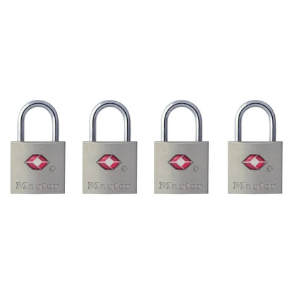 Master Lock 4683Q TSA Keyed Like Luggage Approved Nickel Alike Baggage 4 Each Pack Contains 4, 4 Piece