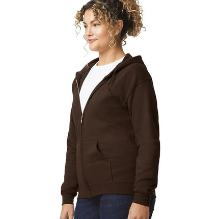 GILDAN Adult Fleece Zip Hooded Sweatshirt, Style G18600, Dark Chocolate, L