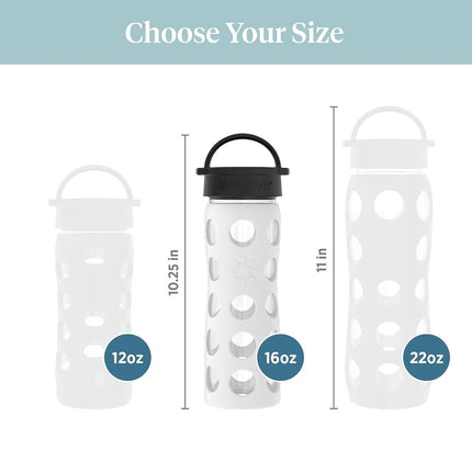 Lifefactory Glass Hydration Bottle Arctic White 475 ml