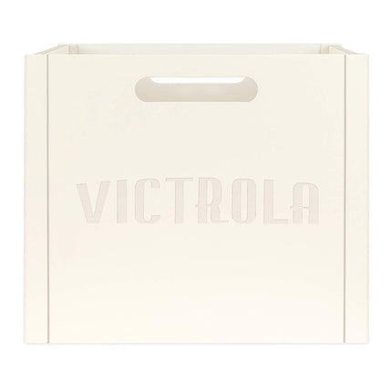 Victrola Caja de madera para discos - Soporte de álbumes de vinilo de mesa, montaje sin herramientas, capacidad para más de 50 discos, construcción de madera real, diseño elegante (Madera)