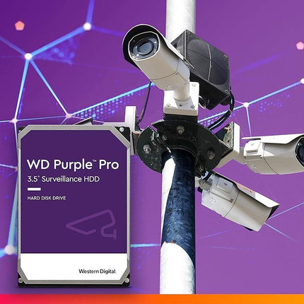 WD Purple Pro 12TB Smart Video 3.5" Internal Hard Drive, AllFrame AI Technology, 7200 RPM, SATA 6 GB/s, 550TB/yr, 256MB Cache