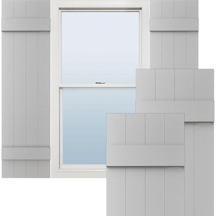 Ekena Millwork 14"W x 28"H Lifetime Vinyl, TailorMade Four Board Joined (2 Batten), Board-n-Batten Shutters, w/Shutter-Loks (Per Pair), Paintable