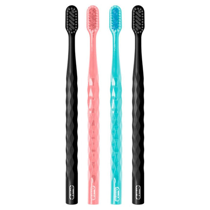 Oral-B Pro Whitening Brilliance Toothbrushes, Extra Soft, Black, Coral, and Teal, 4 Count