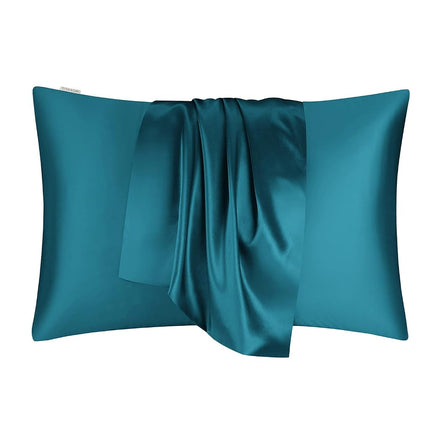 DISANGNI 100% Natural Mulberry Silk Pillow case for Hair and Skin with Hidden Zipper 22 Momme Both Sides Real Silk Pillow Case (1pc Queen Size 20" x30", Blue Green)