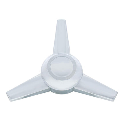 United Pacific 10309 Chrome Plastic 8 Inch Rear Axle Cover Hub Cap with 3 Extra Large Bar Straight Spinner