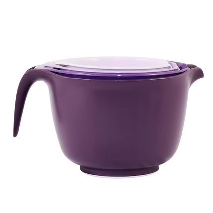 Glad Mixing Bowls with Pour Spout, Set of 4 - Nesting Plastic Bowls (1.2qt, 1.9qt, 2.8qt, and 3qt with Handle) - Non Slip Base, Dishwasher Safe Kitchen Cooking and Baking Supplies, Purple