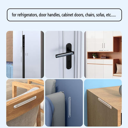 8 PCS Clear Furniture Bumpers, BetterJonny Silicone Cabinet Bumpers Clear Wall Protector Adhesive Door Knob Wall Protector for Door Handle, Refrigerator Door, Chair (4 Long, 4 Short)