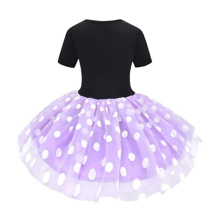 Dressy Daisy Baby Girl Polka Dots Fancy Dress Up Birthday Party Costume with Mouse Ears Headband Size 18 Months, Purple