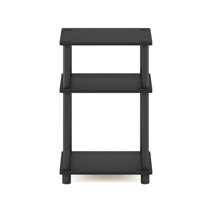 Furinno JUST Side Table, 3-Tier End Table, Open Shelves Night Stand, Bedside Table, Toolless Assembly, for Living Room, Bedroom, Americano