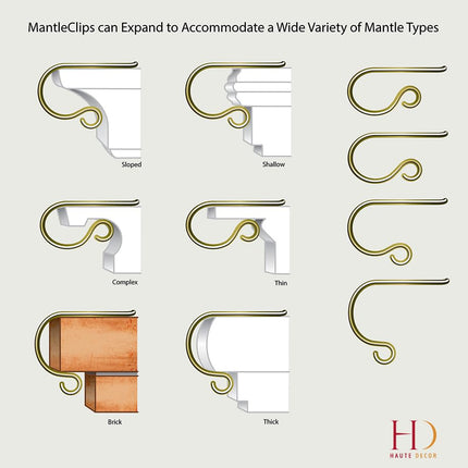 The Original MantleClip - 4 pack - Silver by Haute Decor