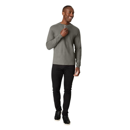 Hanes Men's T-Shirts, Men's BeefyT Henley Shirts, Men's Cotton Long Sleeve Shirts, Pebblestone Crossdye, 3XL