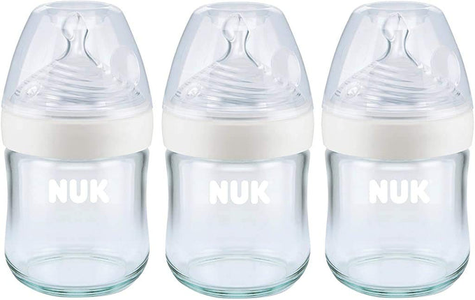 NUK Simply Natural Glass Bottles, 4 Oz, 3 Pack