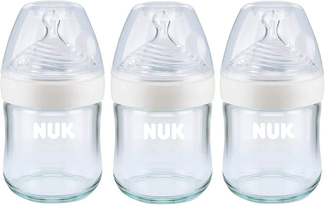 NUK Simply Natural Glass Bottles, 4 Oz, 3 Pack