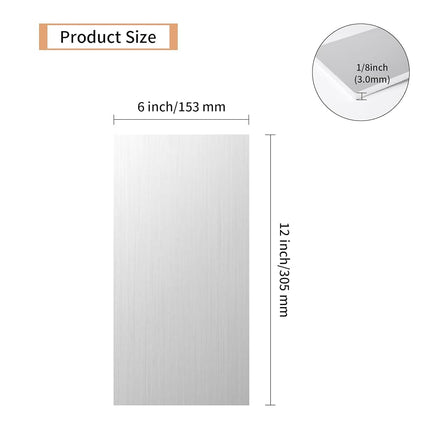 Tynulox 6061 Aluminum Sheet 1/8" x 6" x 12", 1 Pcs, No Scratch Aluminum Plates Double-Sided Film Aluminum Bars for Jewelry, Crafts, Electricalfor DIY Craft, Machinery, Industry and Decoration