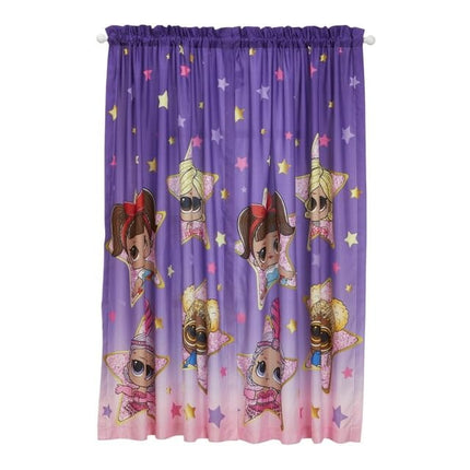 LOL Surprise! Cortinas para Ventana de Habitación Infantil, Set de 2 Paneles, 160 cm de Largo, Morado