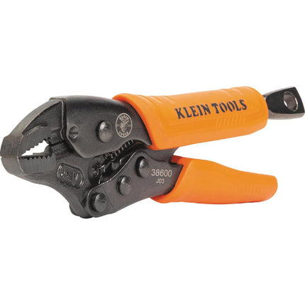 Klein Tools 38600 Curved Jaw Locking Pliers with Quick Release Handles, Intuitive Thumb Knob, High Torque, Mole Grips for Clamping and Gripping, 5-Inch