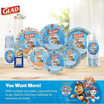 Glad for Kids Paw Patrol Paper Plates | Disposable Paw Patrol Plates for Kids | Heavy Duty Disposable Soak Proof Microwavable Paper Plates for All Occasions Core Pups Blue 7" Round Plates 200 ct