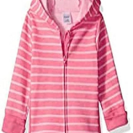 Hanes Baby Hoodie, Zippin 4-Way Stretch Fleece Jacket, Steel/Pink Stripe, 18-24 Months