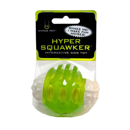 Hyper Pet Squawker Ball Dog Toy, Medium, Green/Whi