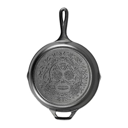 Lodge Seasoned Cast Iron Sugar Skull Skillet, Blac