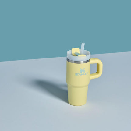Vaso térmico STANLEY Quencher H2.0 con asa y pajita, tapa Flowstate de 3 posiciones, compatible con portavasos de coche, acero inoxidable aislado, sin BPA, 0,4 litros, color Mandarina