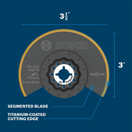 Bosch OSL312T Starlock Oscillating Multi Tool Titanium Bi-Metal Segmented Saw Blade, 3-1/2"